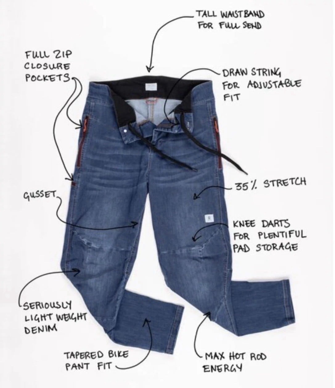 Ripton & Co Womens Denim Bike Pants Size S Blue Cycling Mountain Trail Jeans — image 2 of 8